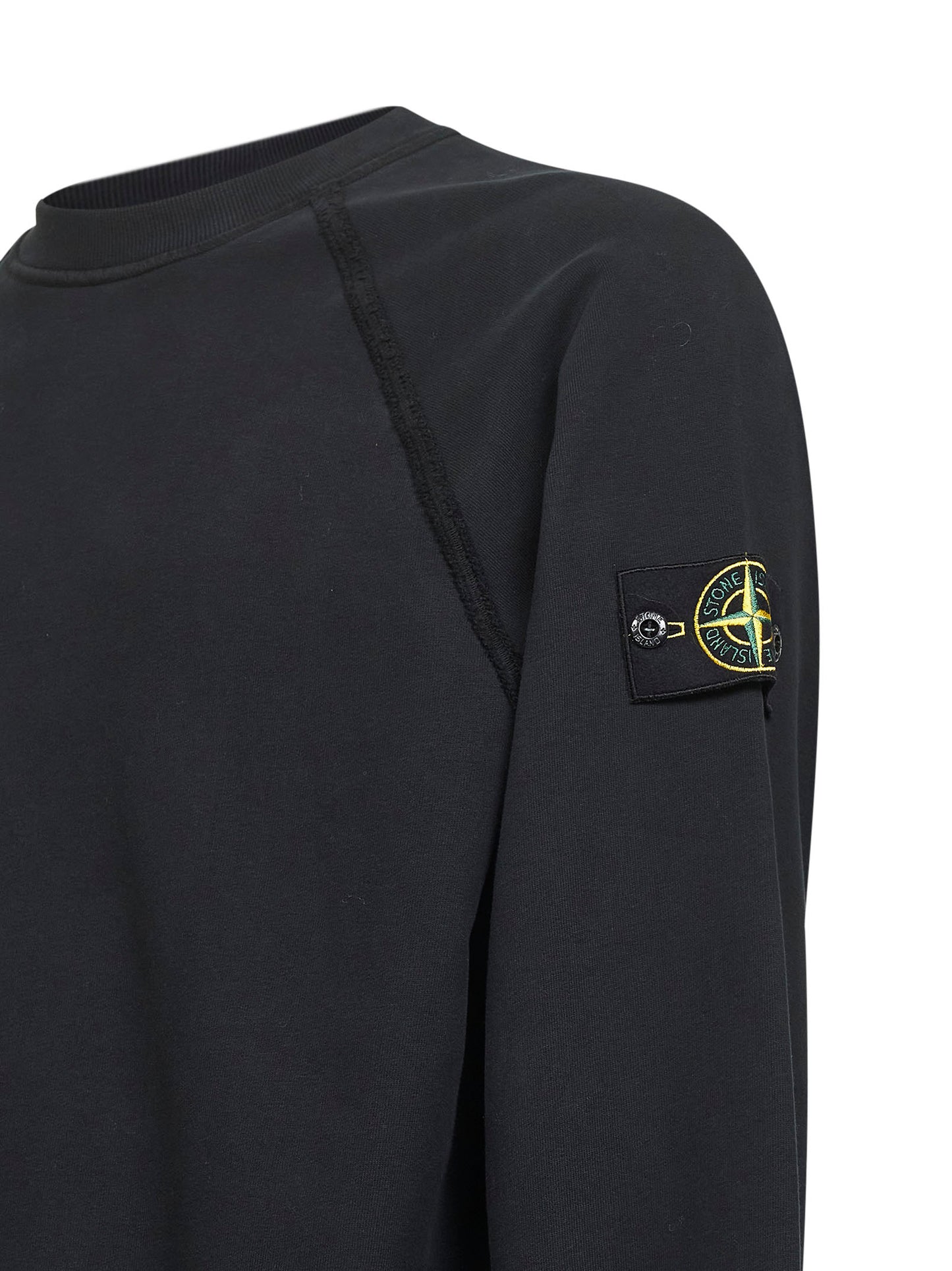 Black brushed organic cotton crewneck sweatshirt
