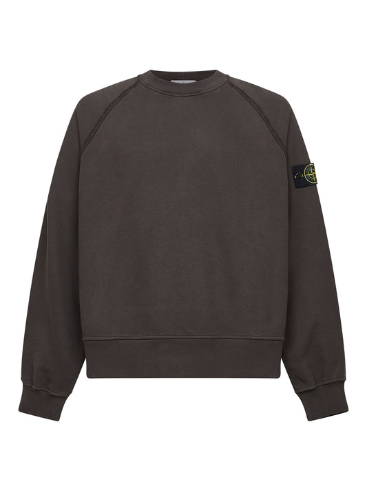 Grey brushed organic cotton crewneck sweatshirt