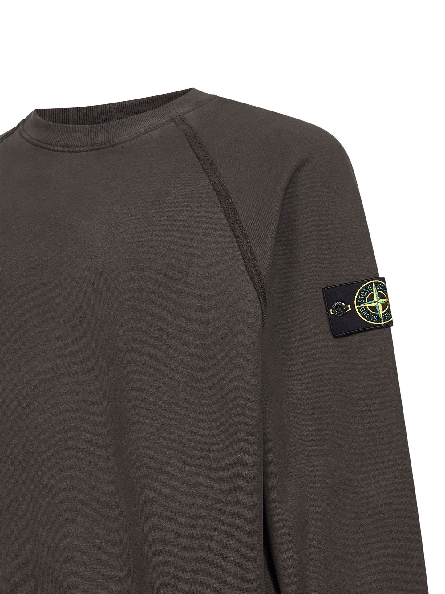 Grey brushed organic cotton crewneck sweatshirt
