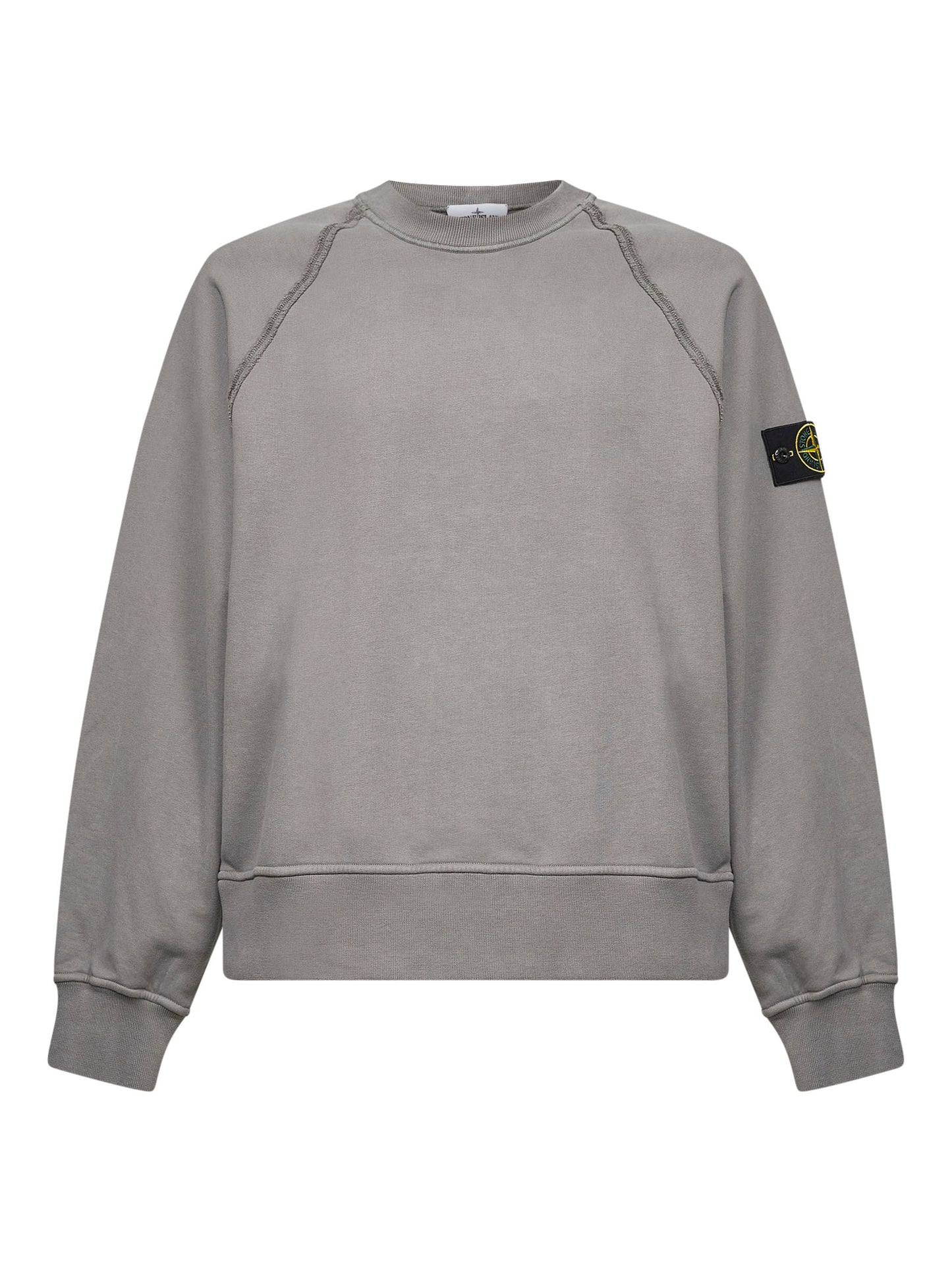 Grey brushed organic cotton crewneck sweatshirt