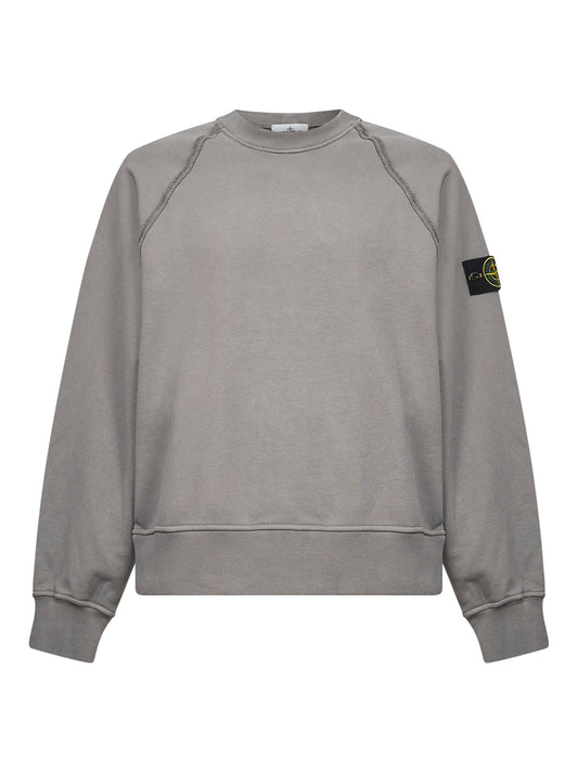 Grey brushed organic cotton crewneck sweatshirt