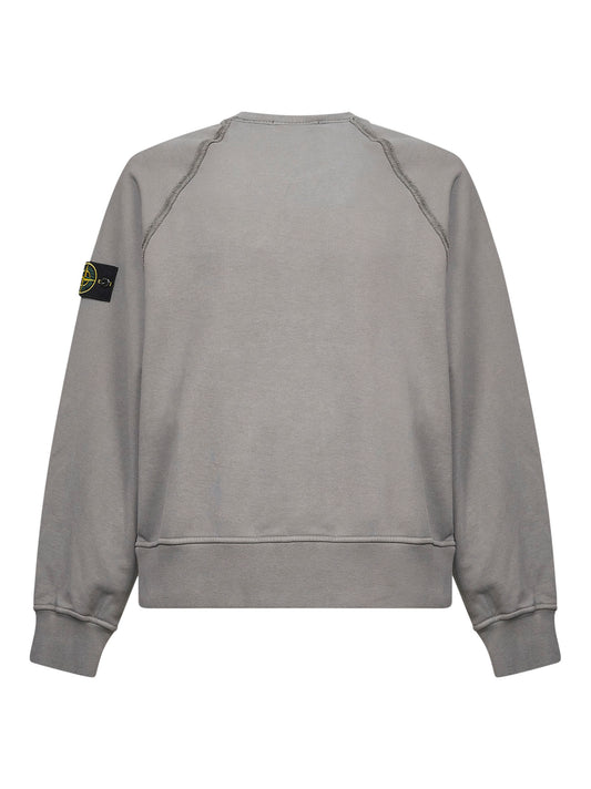 Grey brushed organic cotton crewneck sweatshirt