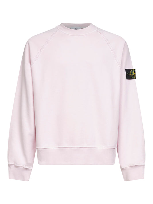 Pink brushed organic cotton crewneck sweatshirt