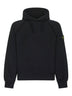 Felpa con cappuccio in cotone biologico garzato nero