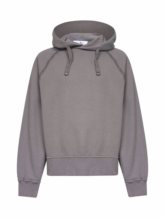 Grey brushed organic cotton hoodie