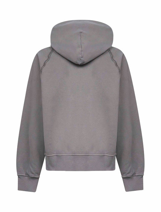 Grey brushed organic cotton hoodie