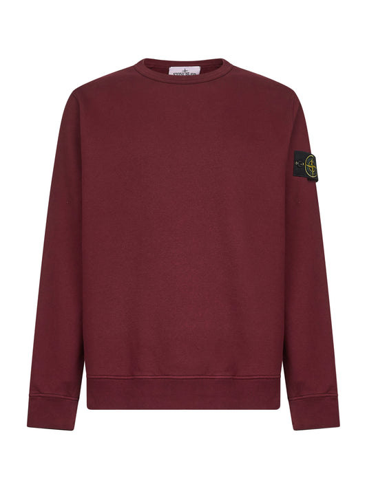 Burgundy brushed organic cotton crewneck sweatshirt