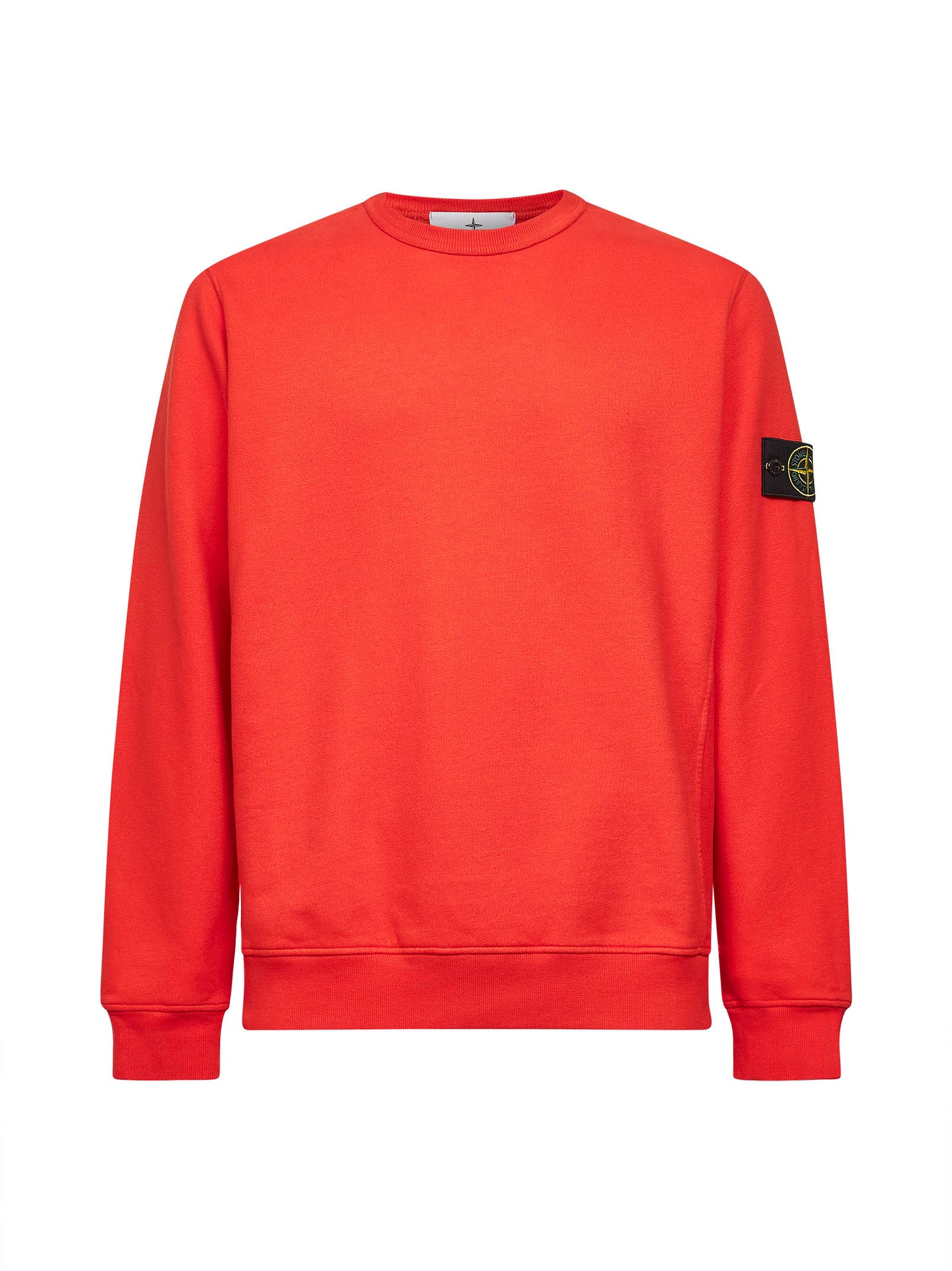 Orange brushed organic cotton crewneck sweatshirt