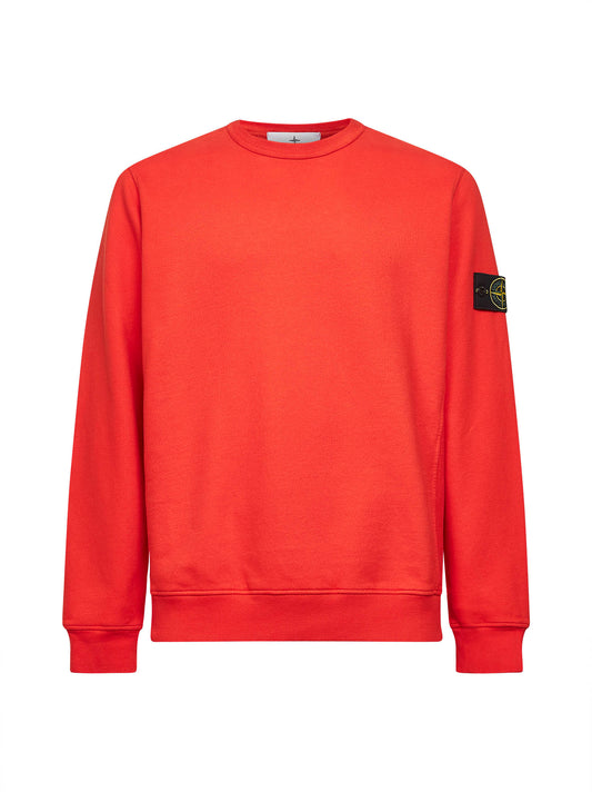 Orange brushed organic cotton crewneck sweatshirt