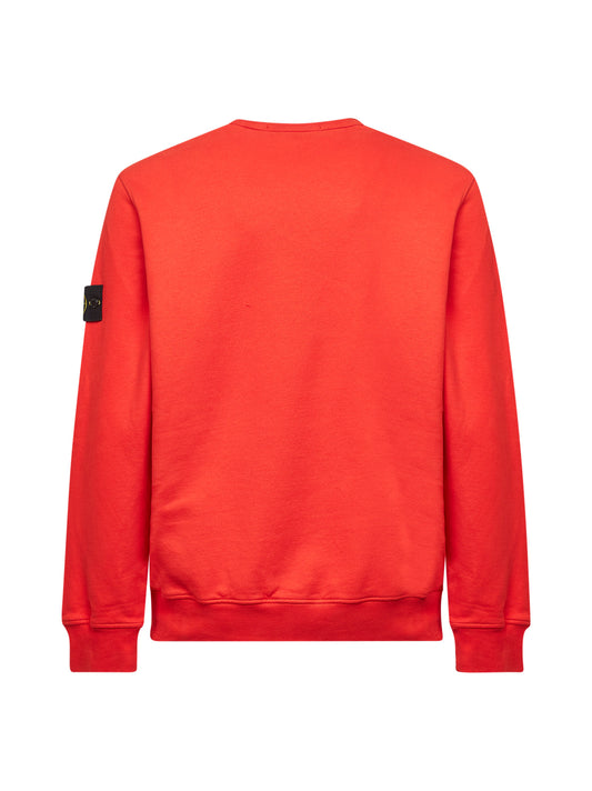Orange brushed organic cotton crewneck sweatshirt