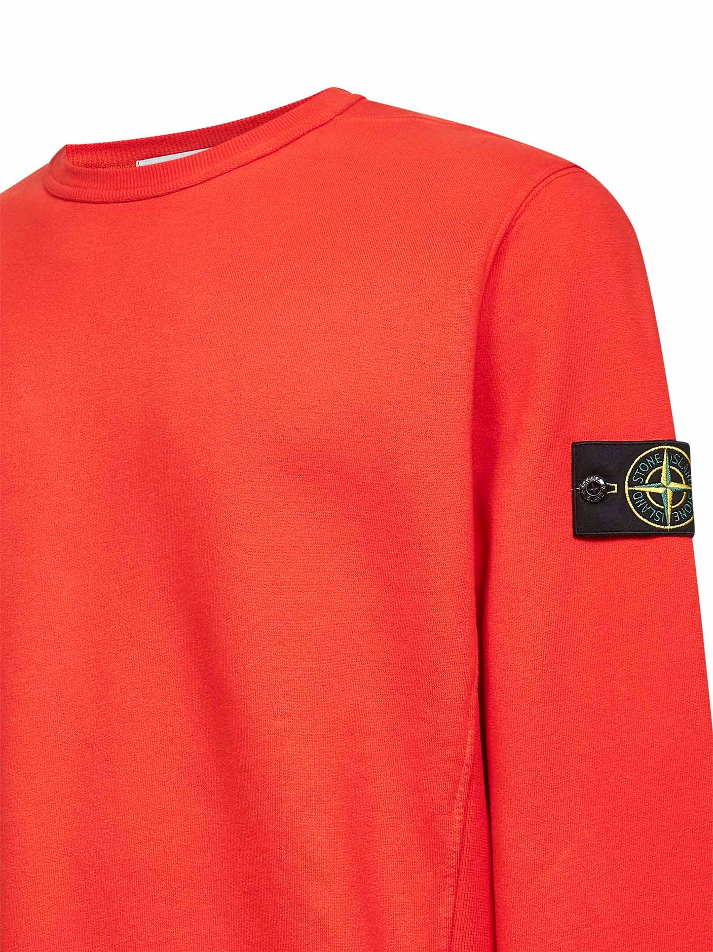 Orange brushed organic cotton crewneck sweatshirt