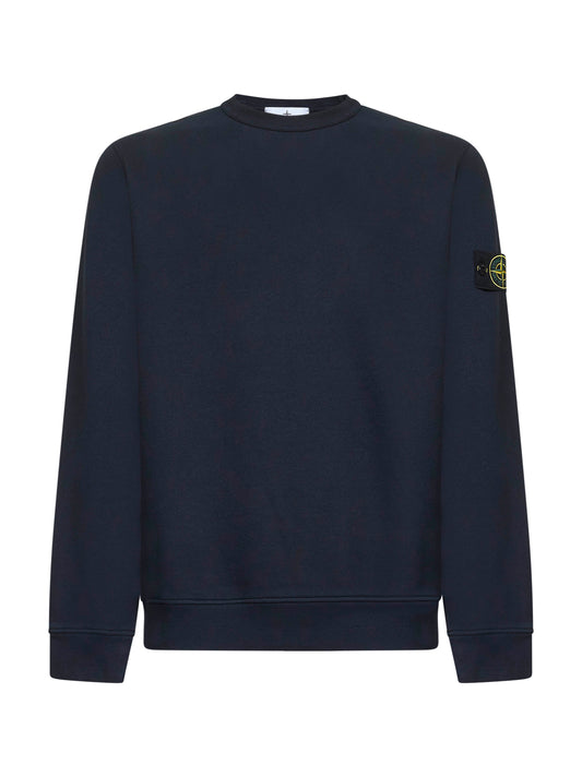 Blue brushed organic cotton crewneck sweatshirt