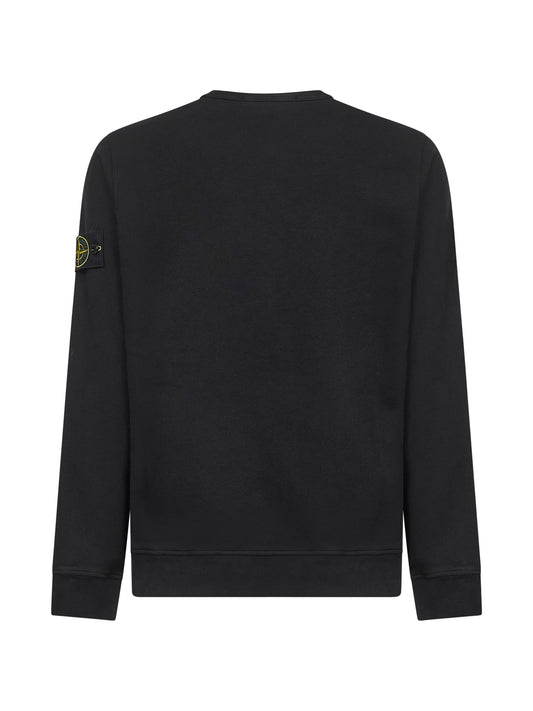 Black brushed organic cotton crewneck sweatshirt
