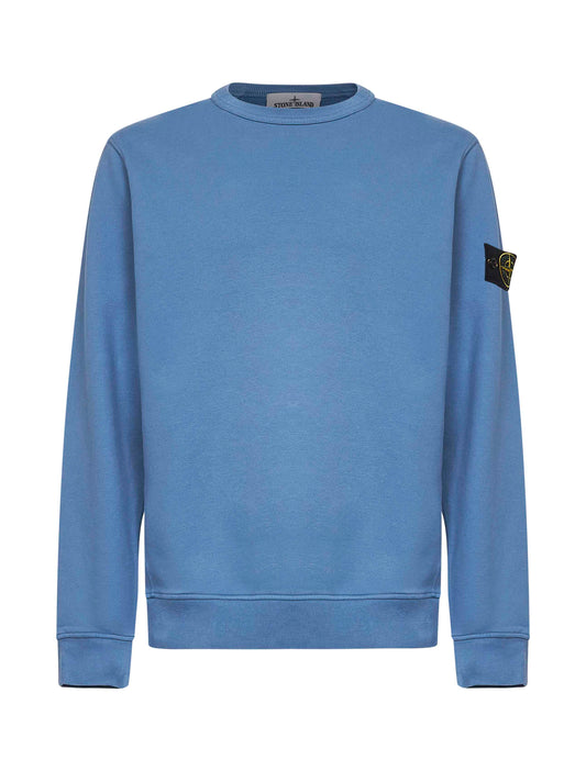 Steel blue brushed organic cotton crewneck sweatshirt