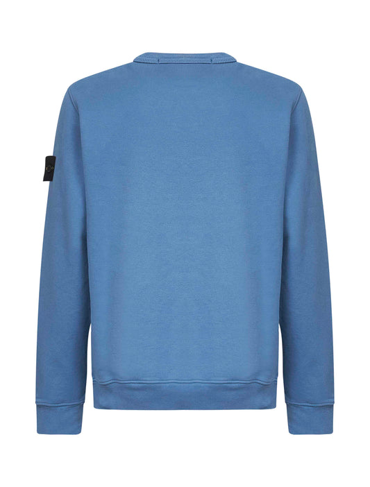 Steel blue brushed organic cotton crewneck sweatshirt