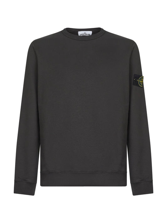Grey brushed organic cotton crewneck sweatshirt