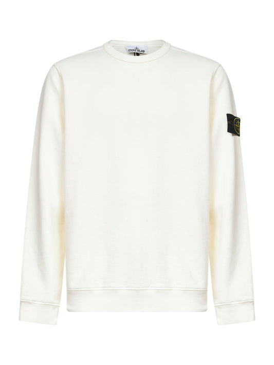 Ivory brushed organic cotton crewneck sweatshirt