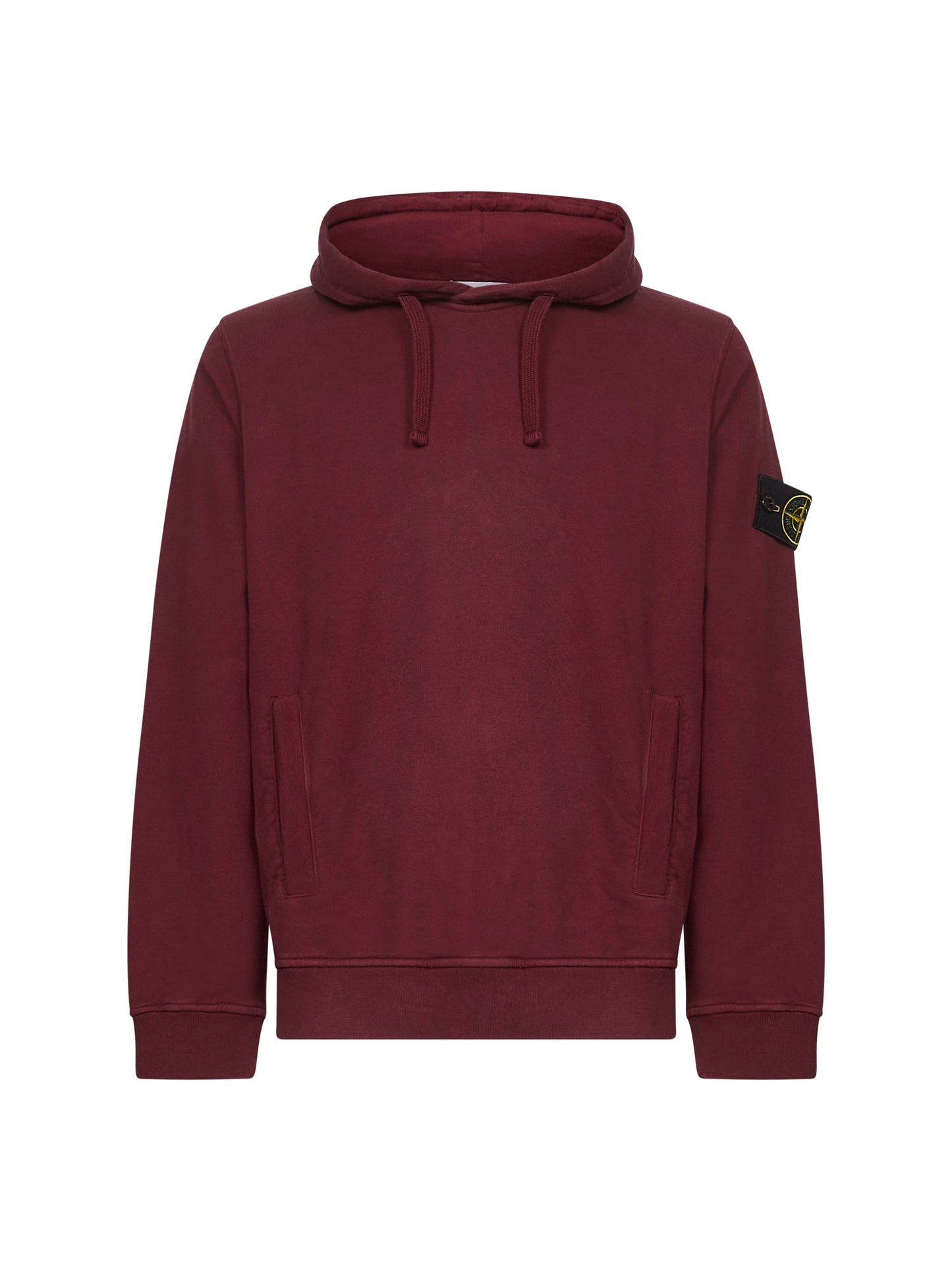 Felpa con cappuccio in cotone biologico garzato bordeaux