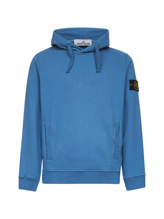 Steel blue brushed organic cotton hoodie