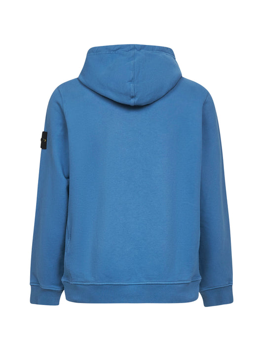 Steel blue brushed organic cotton hoodie