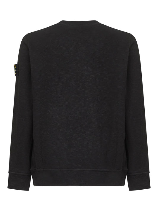 Black heavyweight vanisé brushed jersey crewneck sweatshirt
