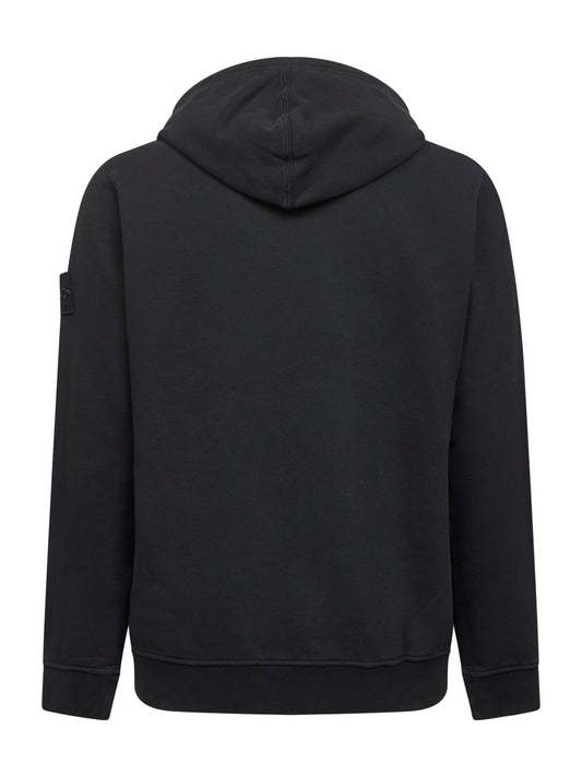 Black brushed organic cotton zip-up hoodie