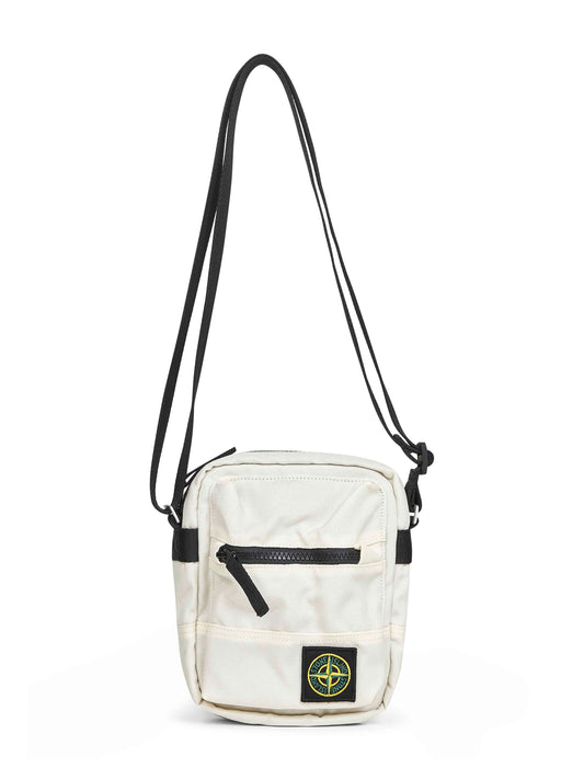 White clutch bag with shoulder strap