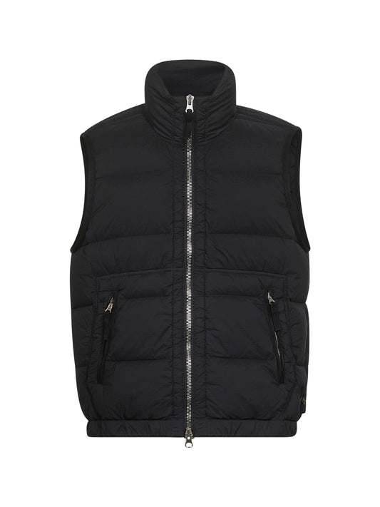 Gilet imbottito in tessuto leggero di nylon stretch nero
