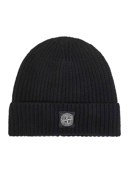 Black ribbed wool beanie