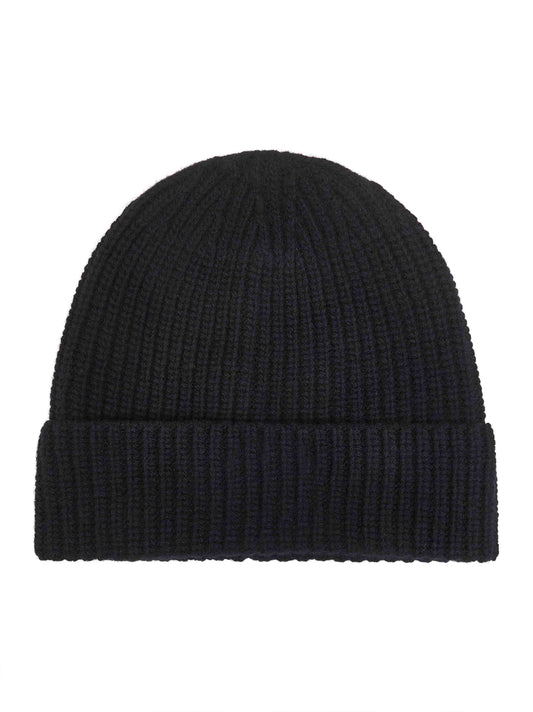 Black ribbed wool beanie