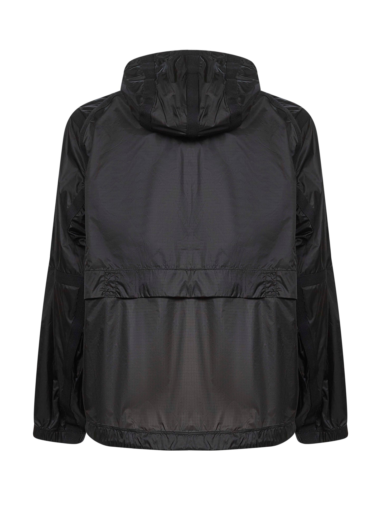 Grey ripstop nylon hooded jacket