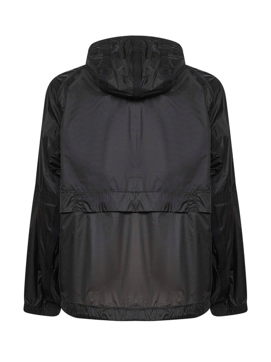 Grey ripstop nylon hooded jacket