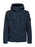 Blue cotton hooded field jacket
