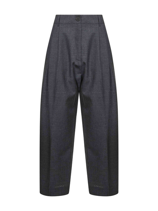 Pantaloni Acuna in lana grigio melange