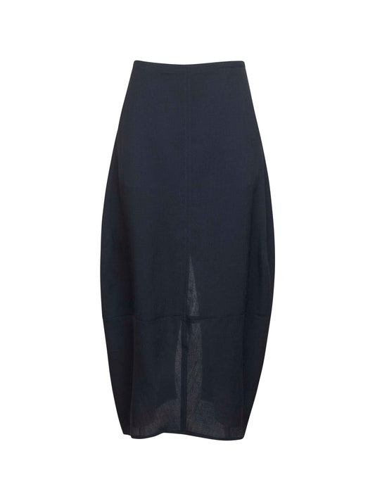 Blue twill Beni midi skirt