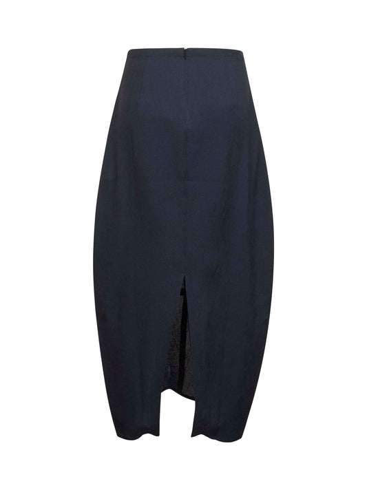 Blue twill Beni midi skirt