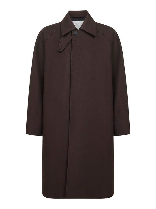 Brown Melton wool blend Cabo coat<BR/>