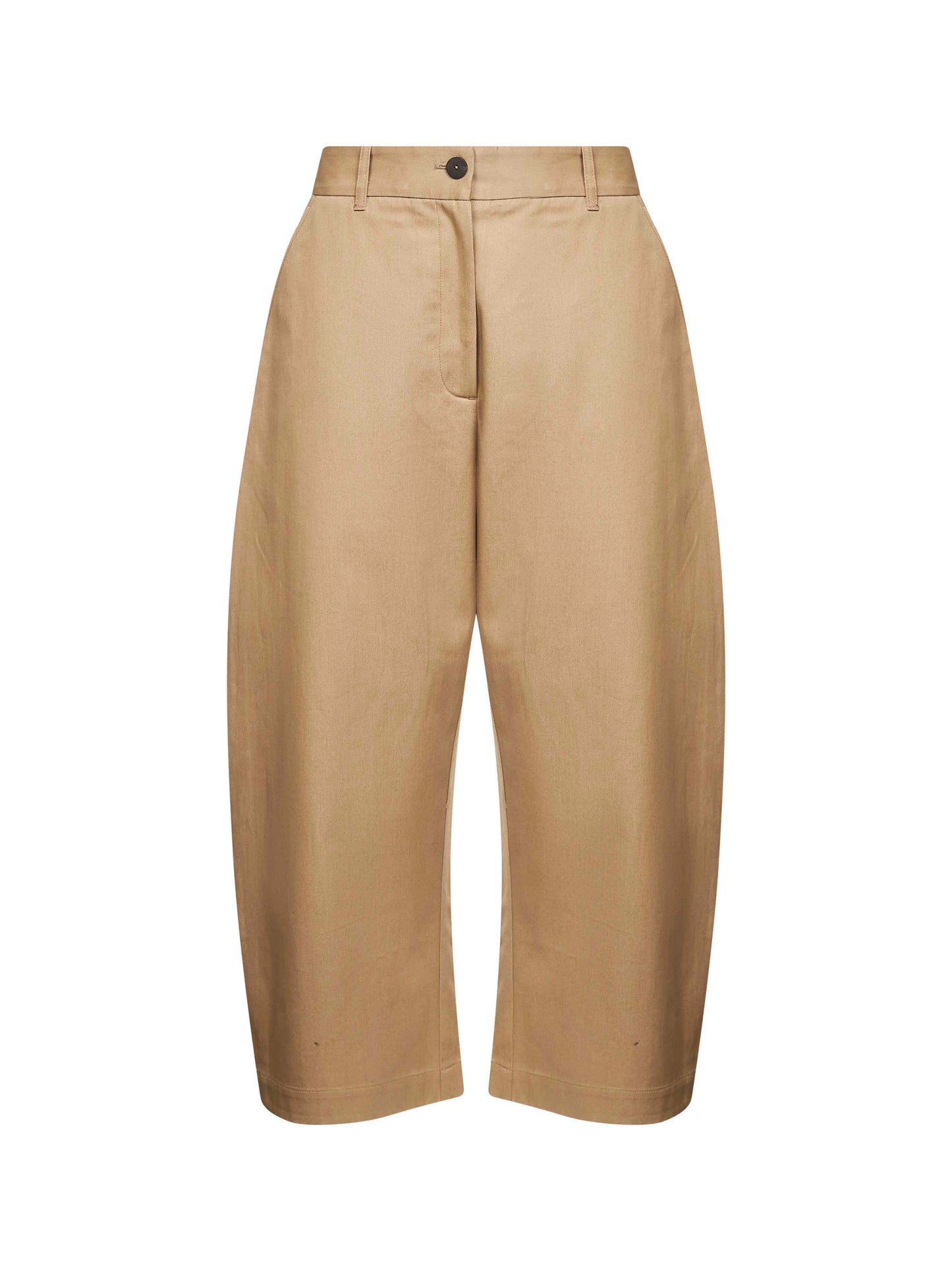 Beige twill Chalco cropped trousers