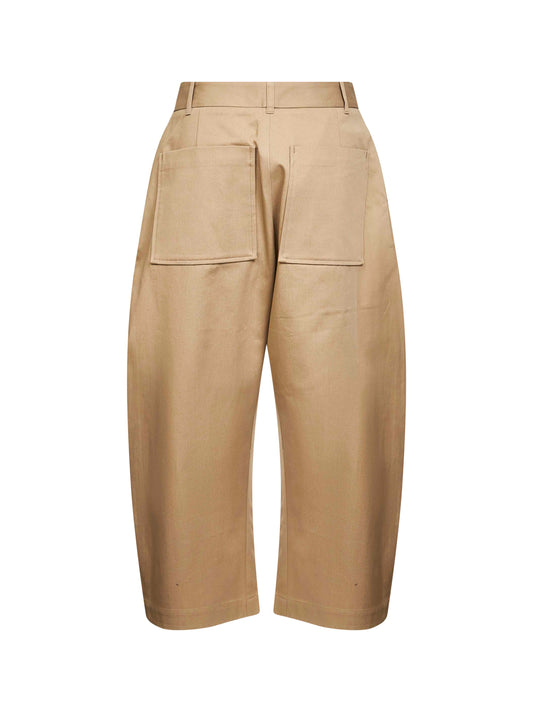Beige twill Chalco cropped trousers