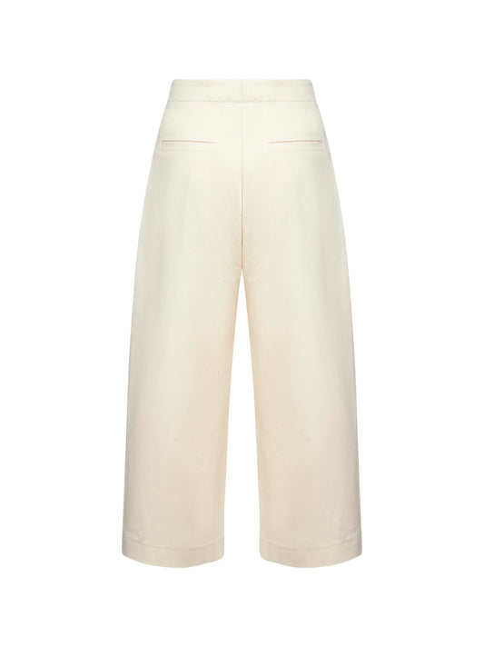 Cream cotton twill Dordoni trousers