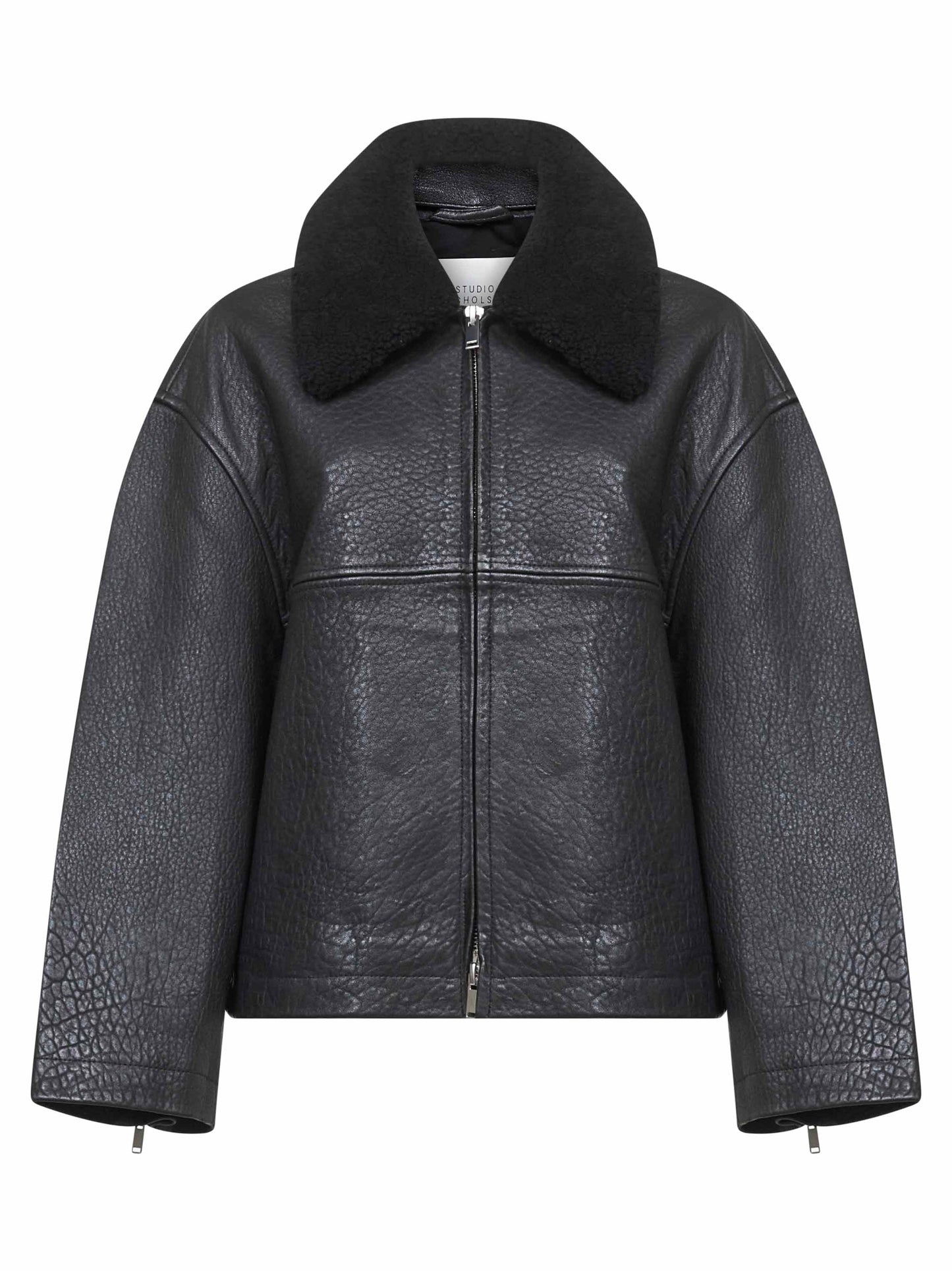 Black sheepskin leather Erie jacket