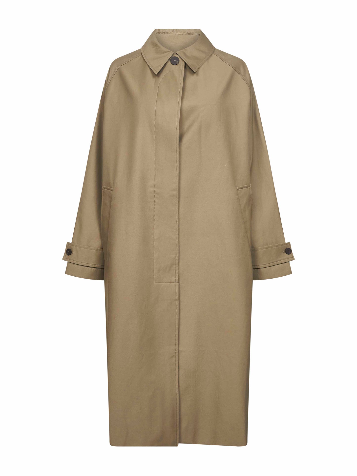 Beige cotton blend twill Holin trench coat
