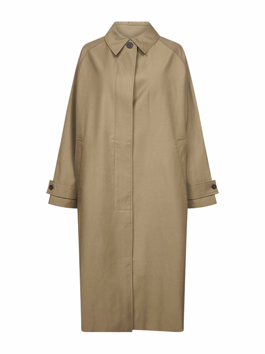 Beige cotton blend twill Holin trench coat