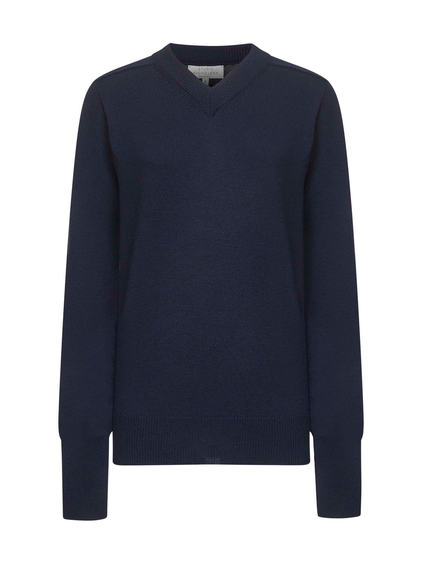 Blue extra fine merino wool Inverness sweater