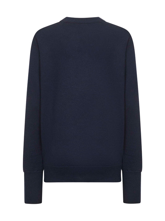 Blue extra fine merino wool Inverness sweater