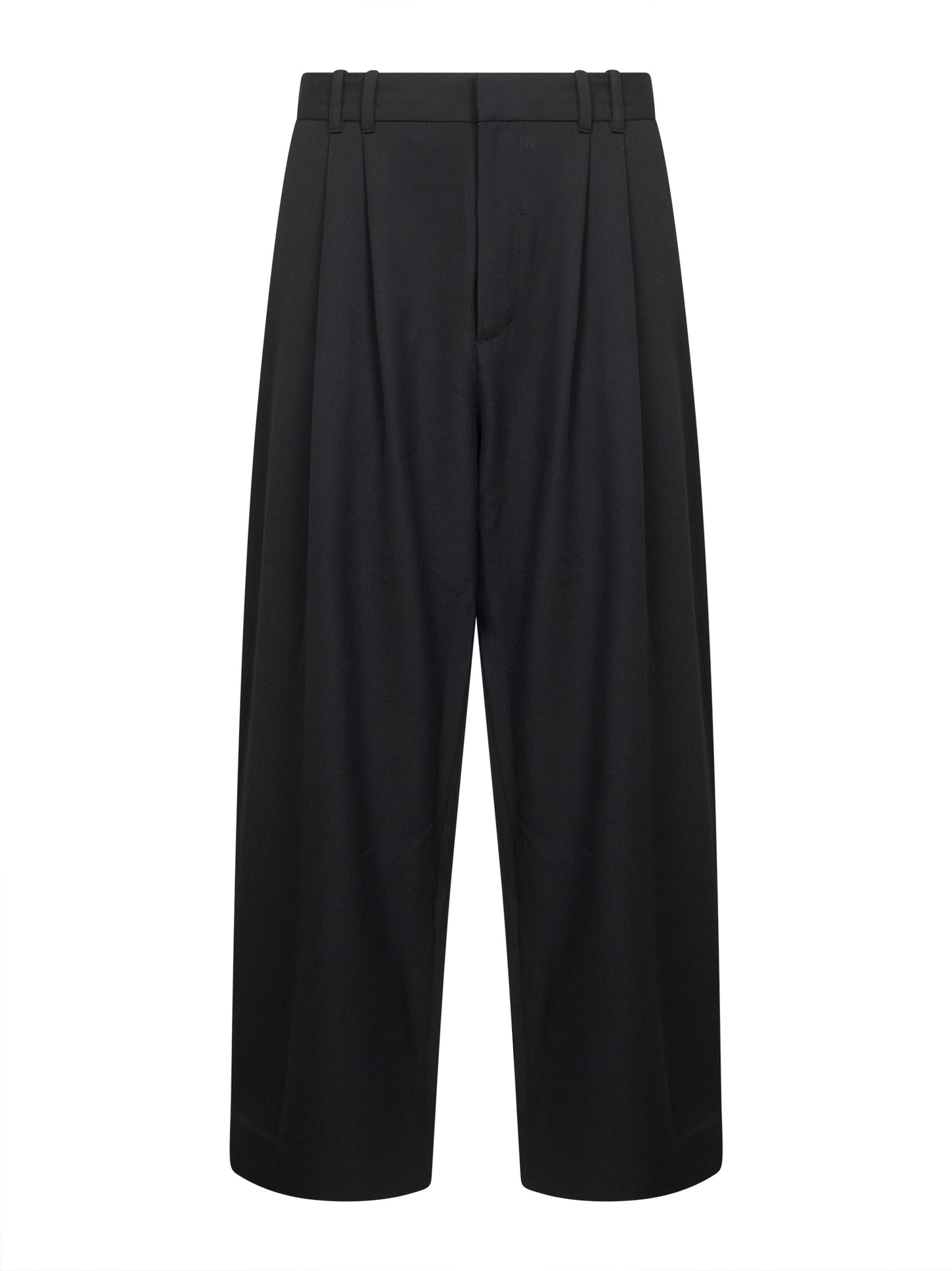 Black technical wool Line double-pleat trousers