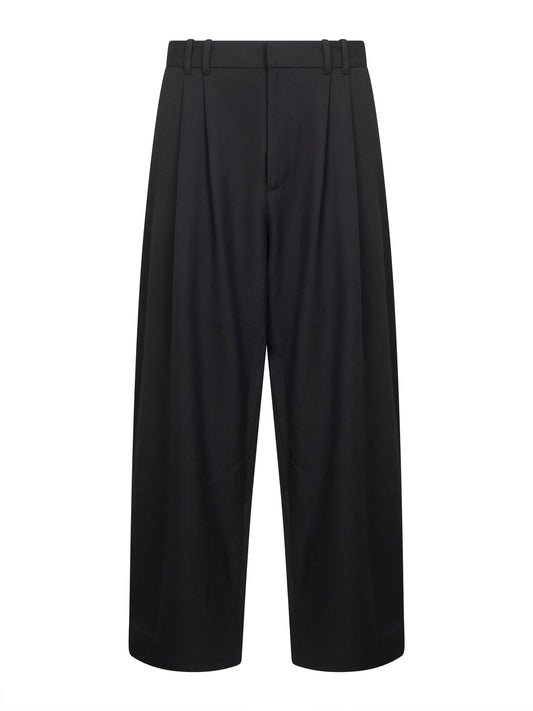 Pantaloni doppia pince Line in lana tecnica nera