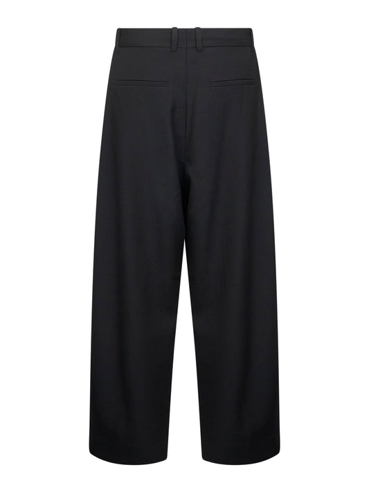 Pantaloni doppia pince Line in lana tecnica nera