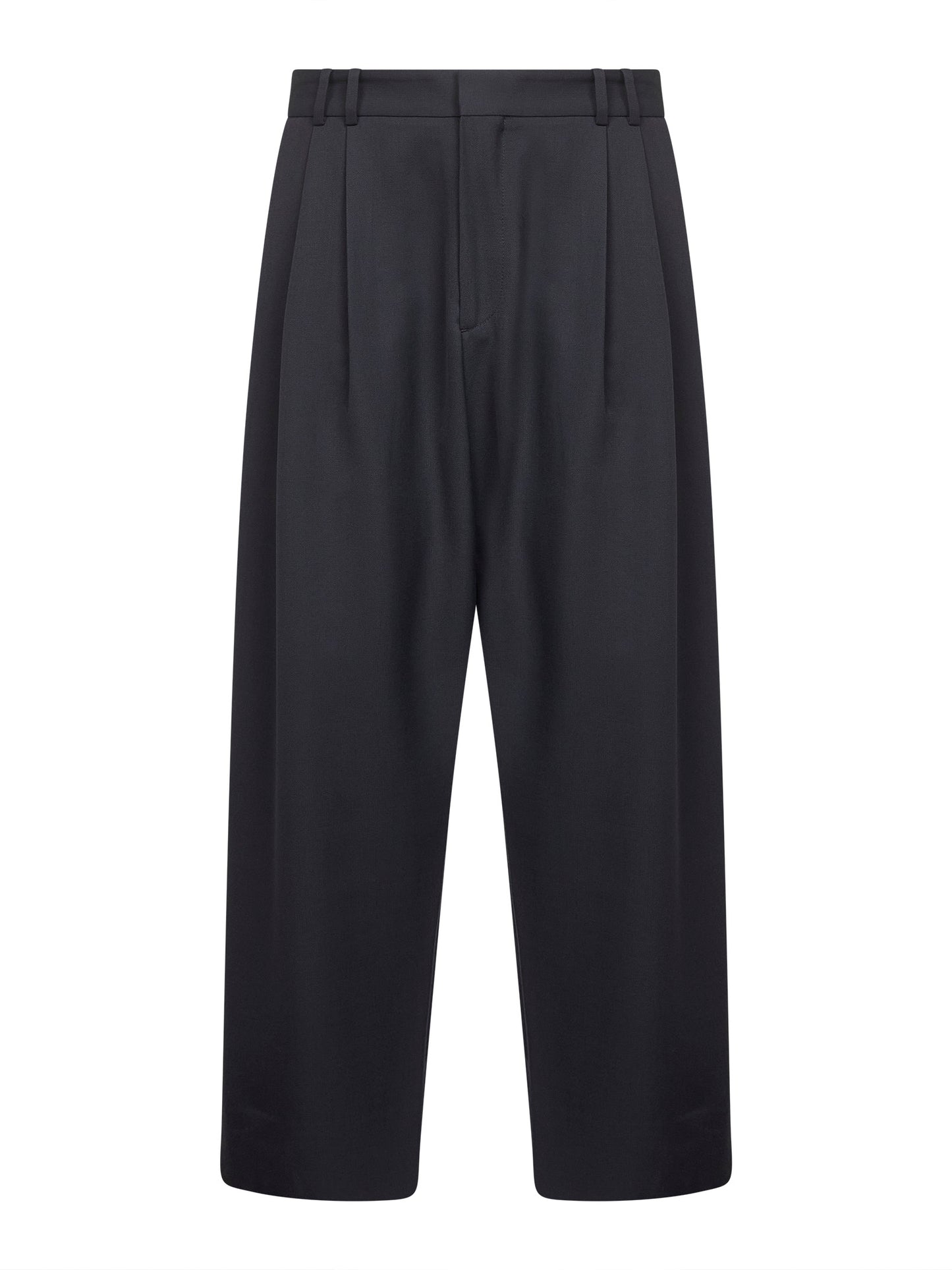 Grey technical wool Line double-pleat trousers