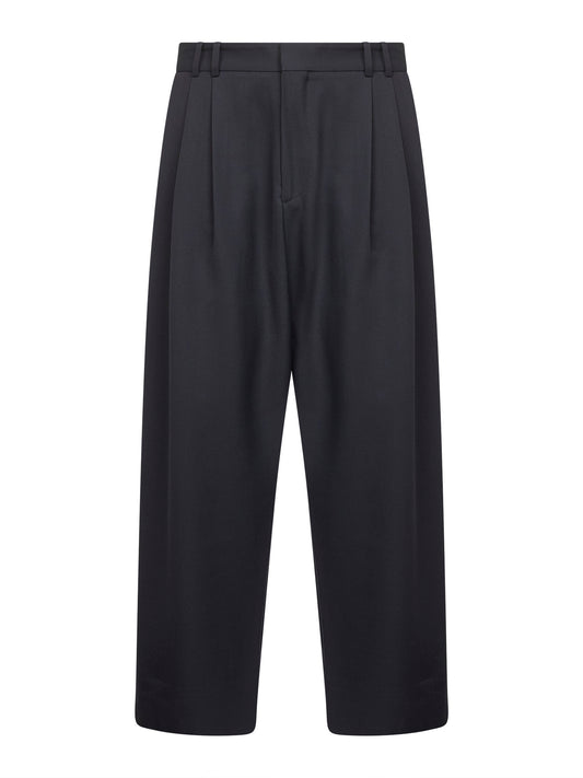 Pantaloni doppia pince Line in lana tecnica grigia